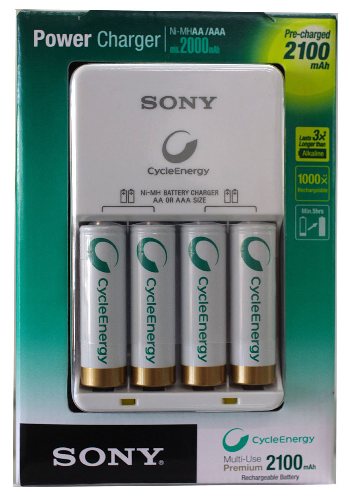 Sony Power Charger + 4 AA CycleEnergy Baterías recargables - BGS